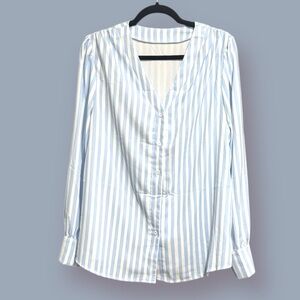 Blue and White Striped Button Down Shirt